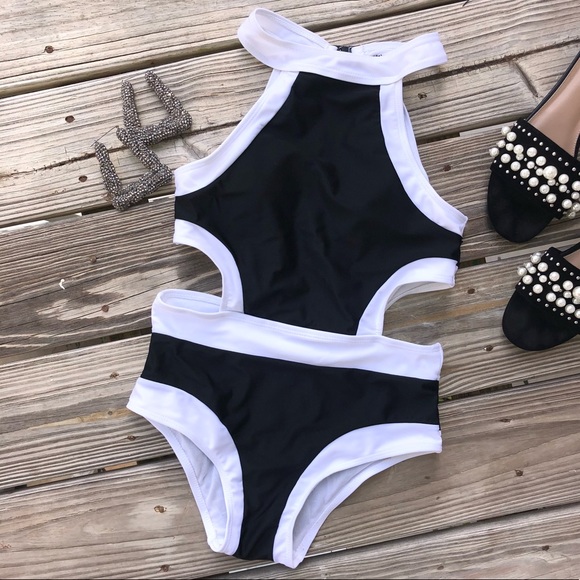 Vintage Other - {Vintage} Black & White Cutout Swimsuit